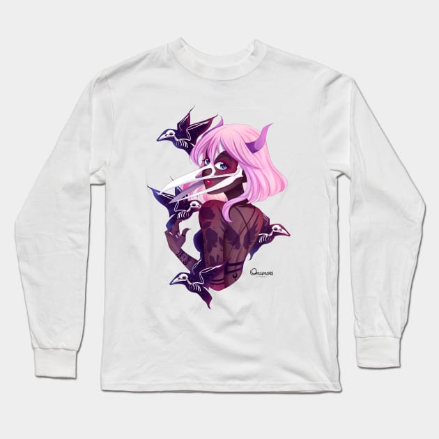 Zoe Raven Necromancer Long Sleeve T-Shirt by OmamoriStudio